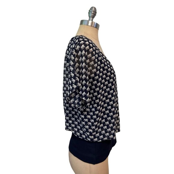 Cabi 5345 Elephant Parade Blouse Navy Size Small - Picture 3 of 7